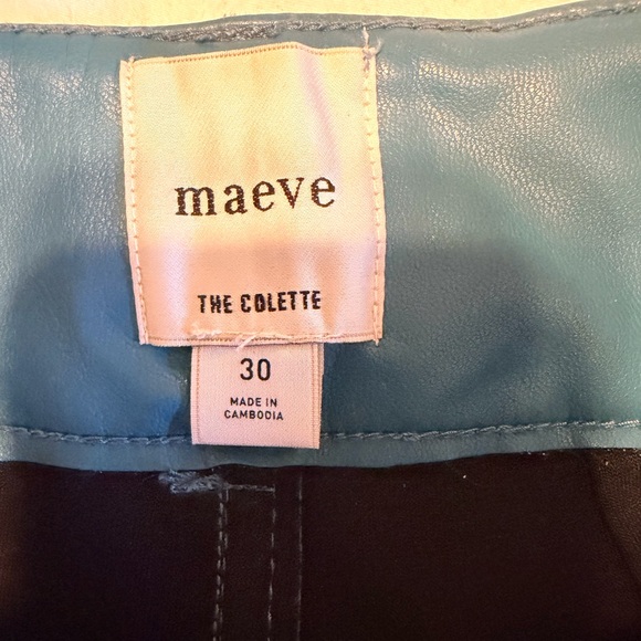 Sz M 8 29 30 Maeve Colette vegan leather turquoise cropped pants worn twice!!! - Picture 7 of 8